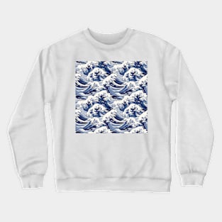 Ephemeral Crests: Hokusai Waves Reimagined Crewneck Sweatshirt